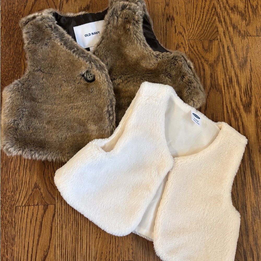Set of 2 Old Navy Faux Fur Vests 6-12 months